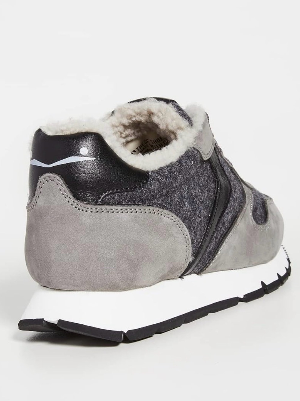 NWT VOILE BLANCHE JULIA Fur Leather and Fabric Sneakers in Grey -Anthracite - Picture 4 of 15